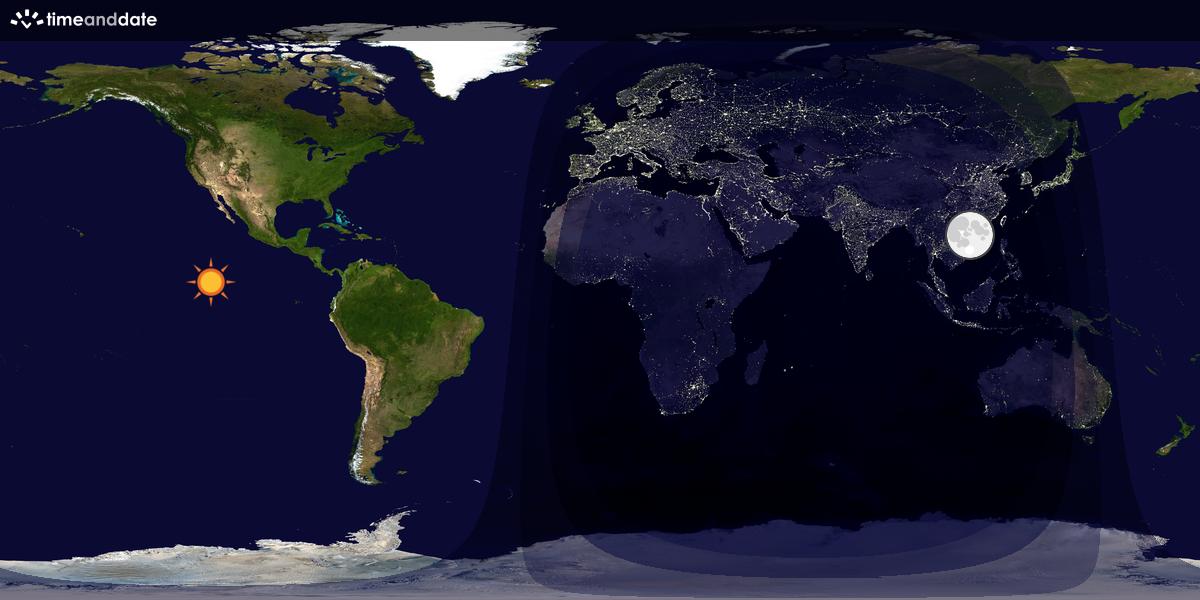 Verdenskart som viser dag og natt 