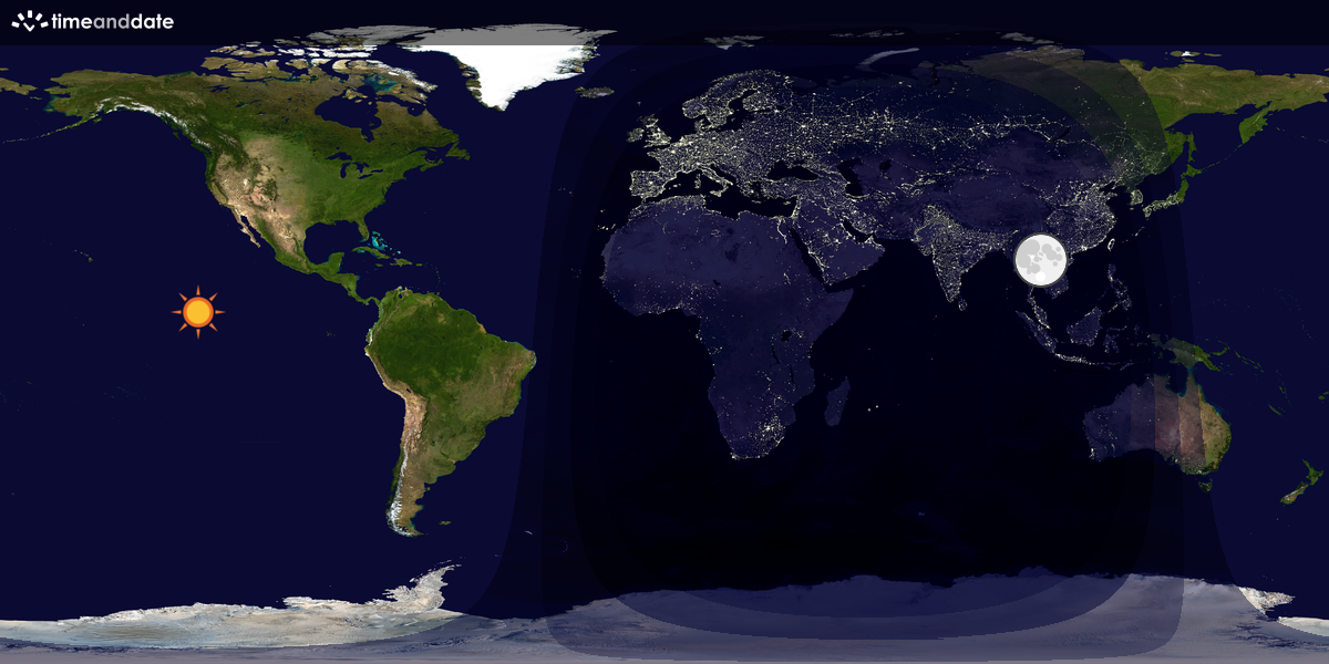 Verdenskart som viser dag og natt 