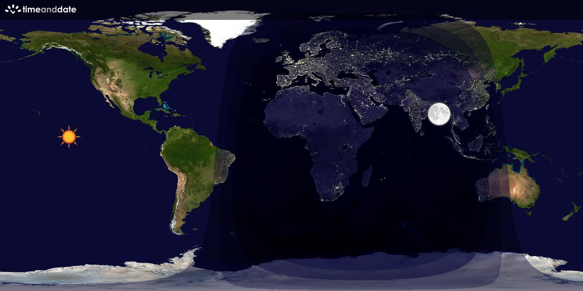 Verdenskart som viser dag og natt 