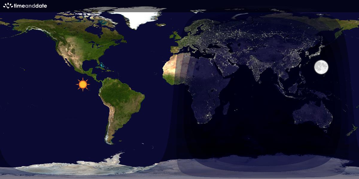 Verdenskart som viser dag og natt 