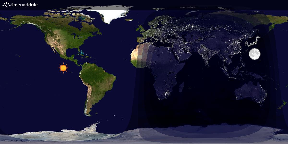 Verdenskart som viser dag og natt 