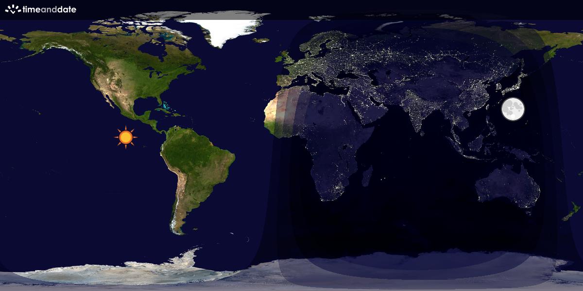 Verdenskart som viser dag og natt 
