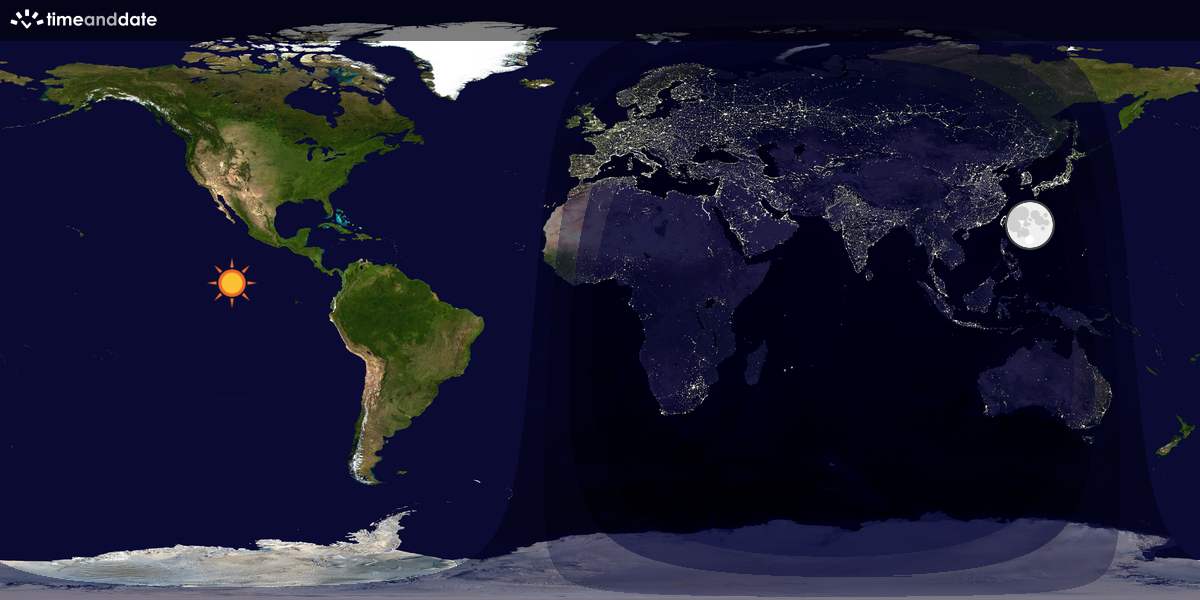Verdenskart som viser dag og natt 