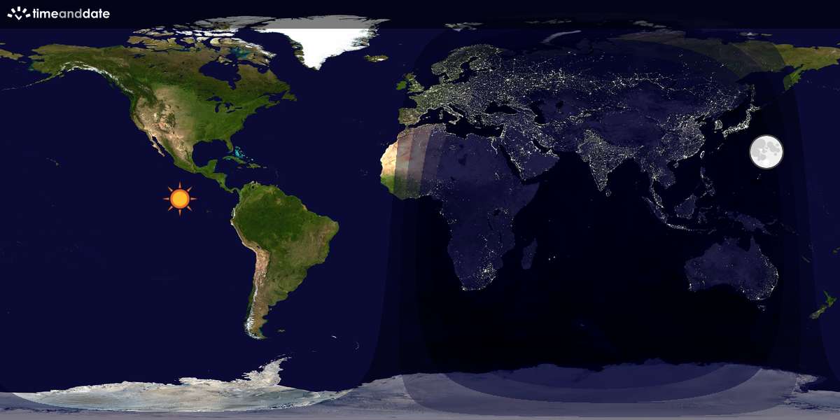 Verdenskart som viser dag og natt 