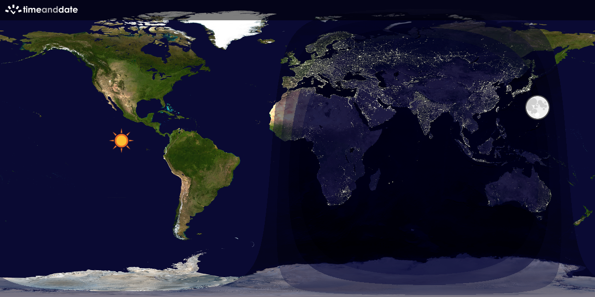 Verdenskart som viser dag og natt 