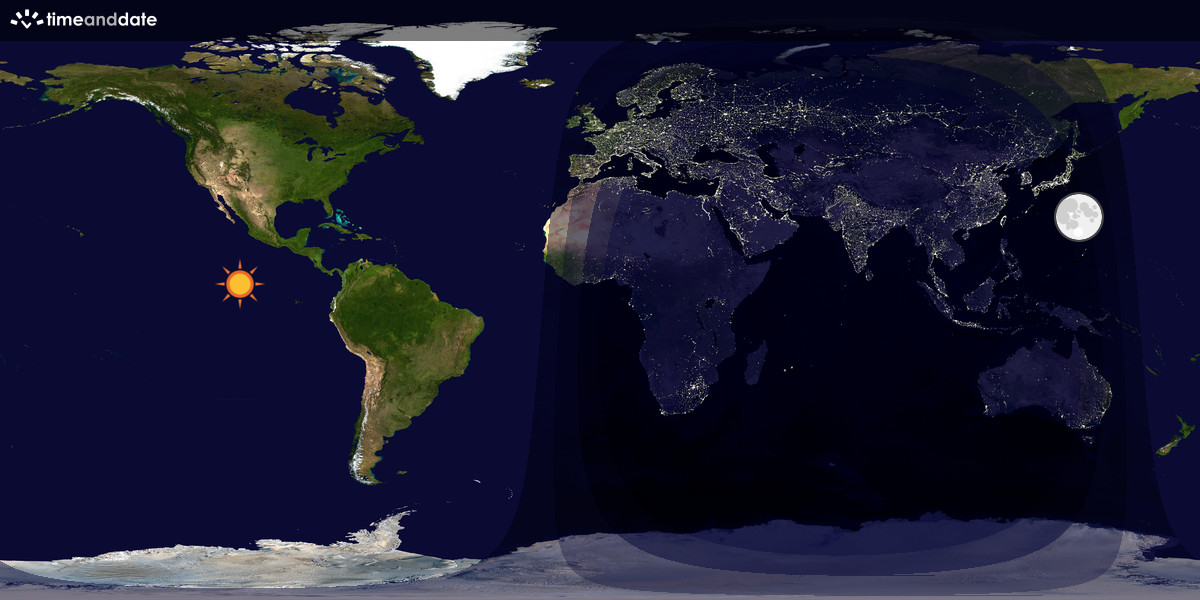 Verdenskart som viser dag og natt 