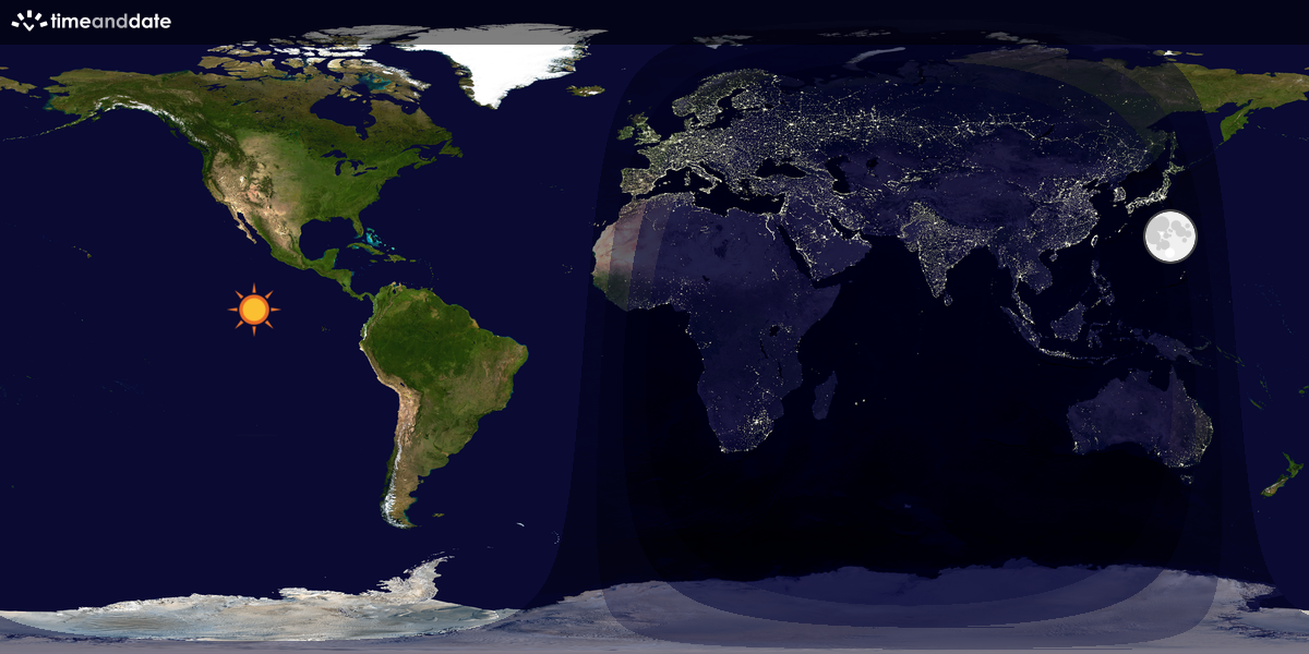 Verdenskart som viser dag og natt 