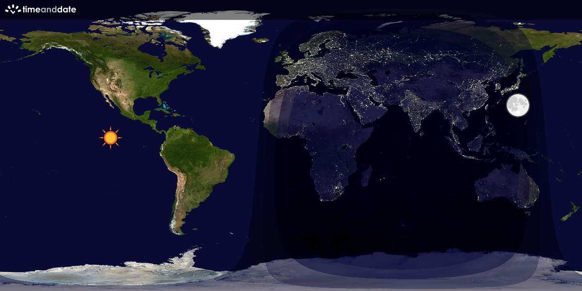 Verdenskart som viser dag og natt 
