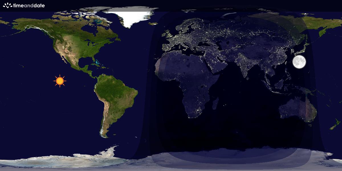 Verdenskart som viser dag og natt 