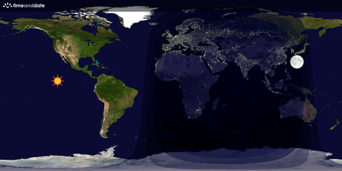 Verdenskart som viser dag og natt 