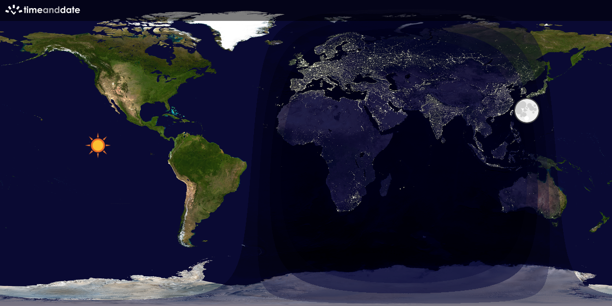 Verdenskart som viser dag og natt 