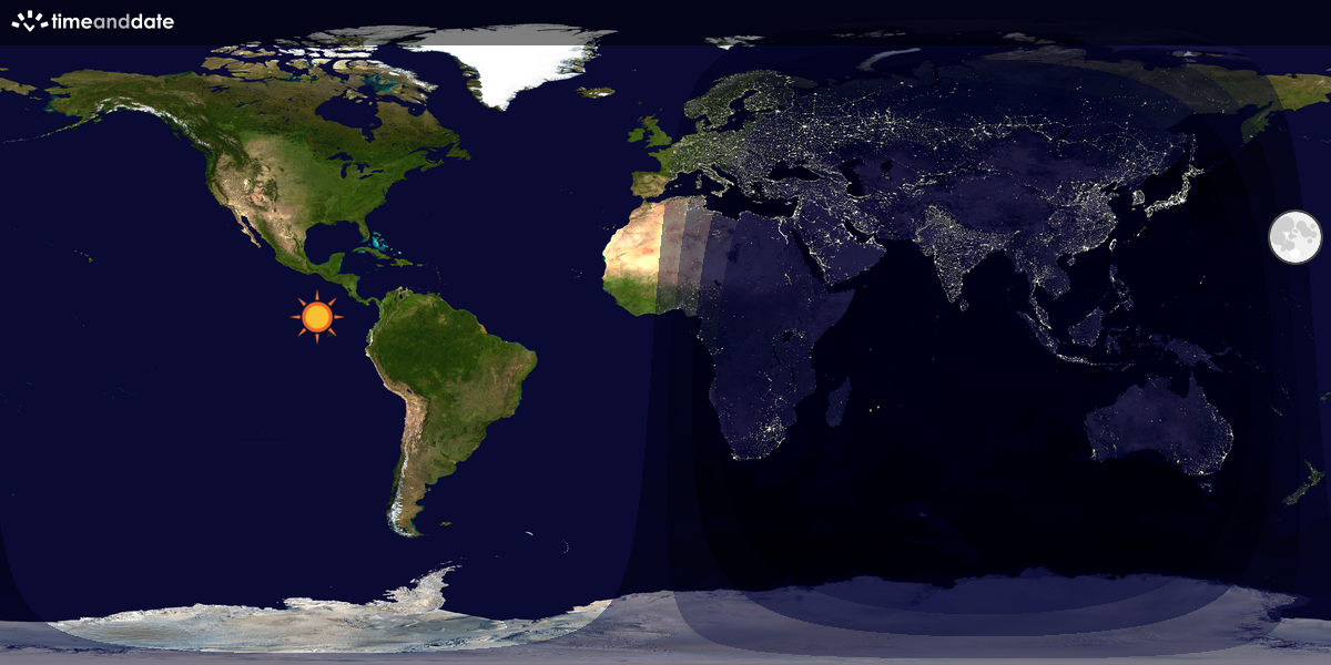 Verdenskart som viser dag og natt 