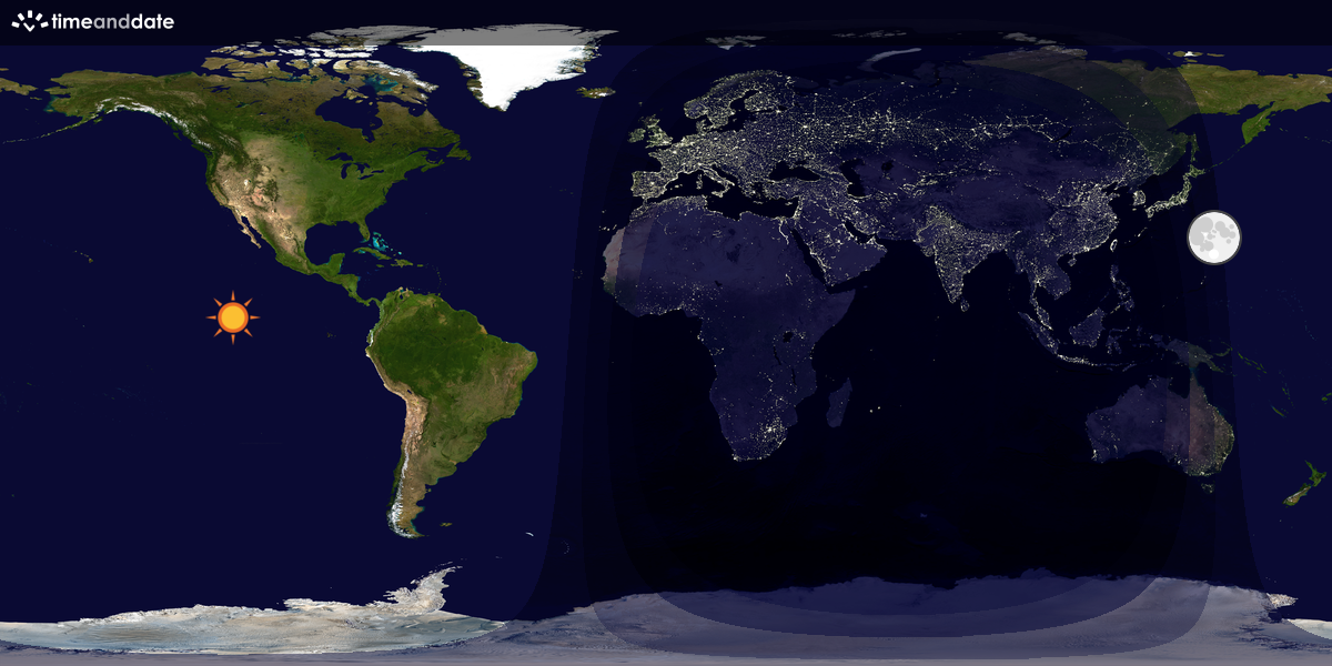 Verdenskart som viser dag og natt 