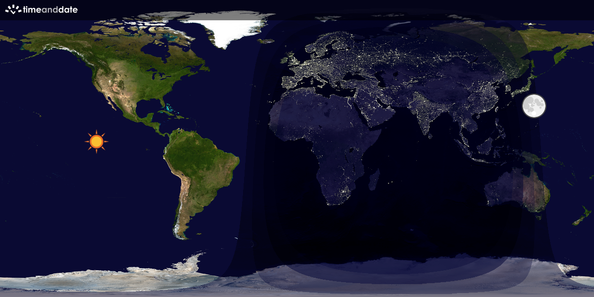 Verdenskart som viser dag og natt 