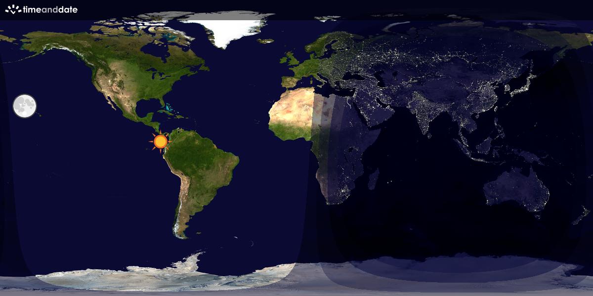 Verdenskart som viser dag og natt 