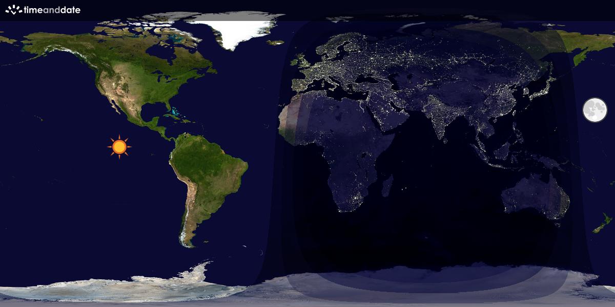 Verdenskart som viser dag og natt 