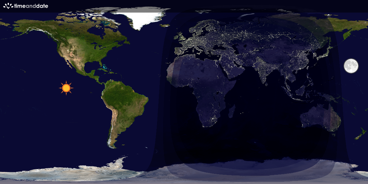 Verdenskart som viser dag og natt 
