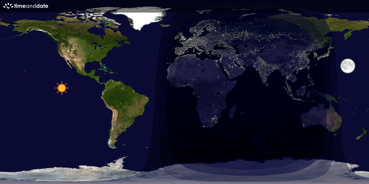 Verdenskart som viser dag og natt 