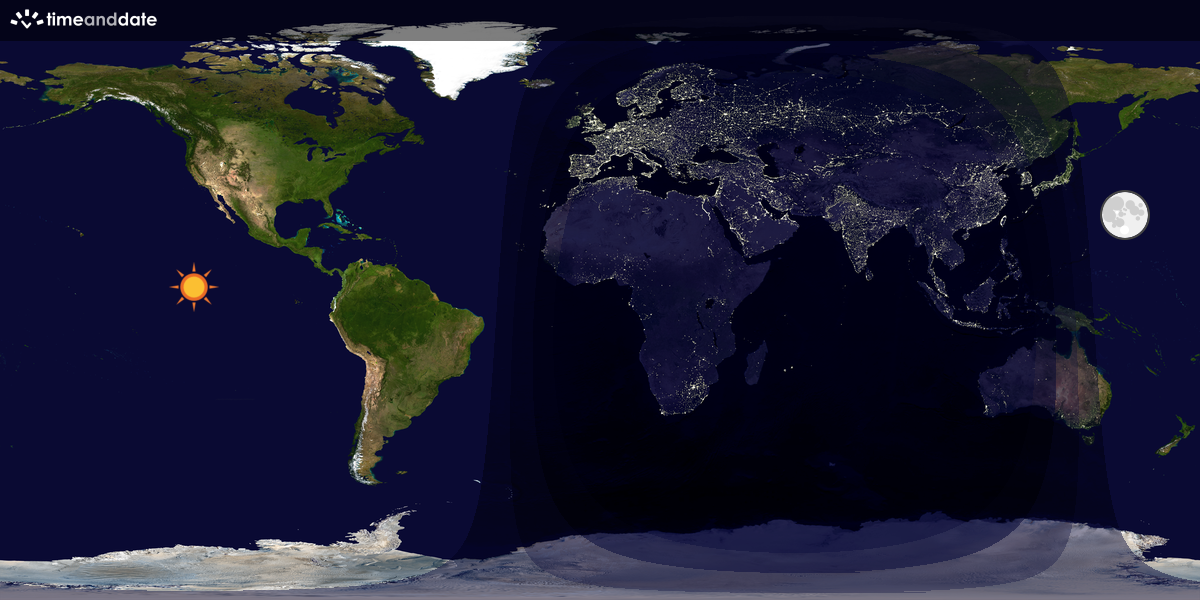 Verdenskart som viser dag og natt 