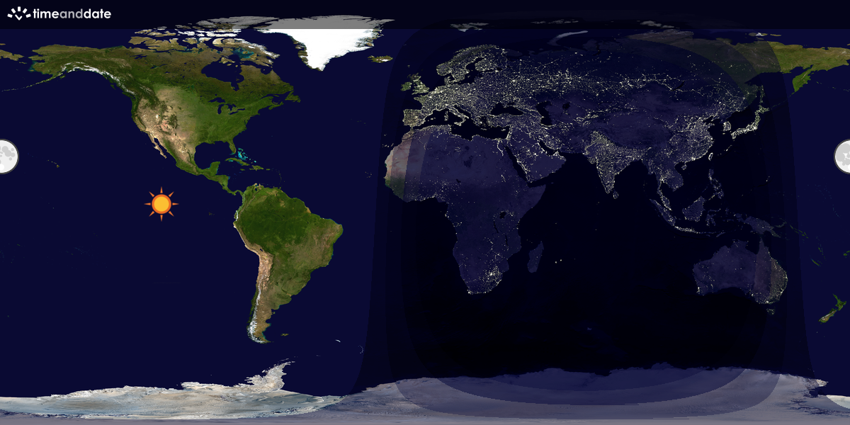 Verdenskart som viser dag og natt 