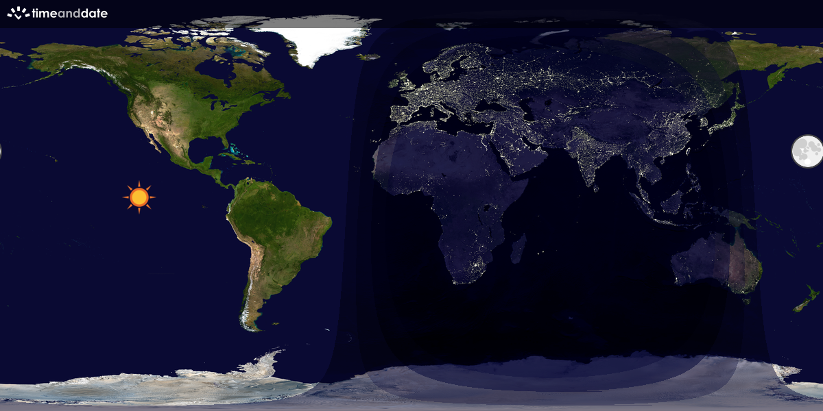 Verdenskart som viser dag og natt 