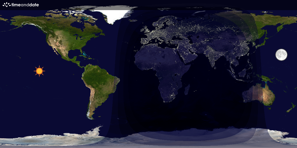 Verdenskart som viser dag og natt 