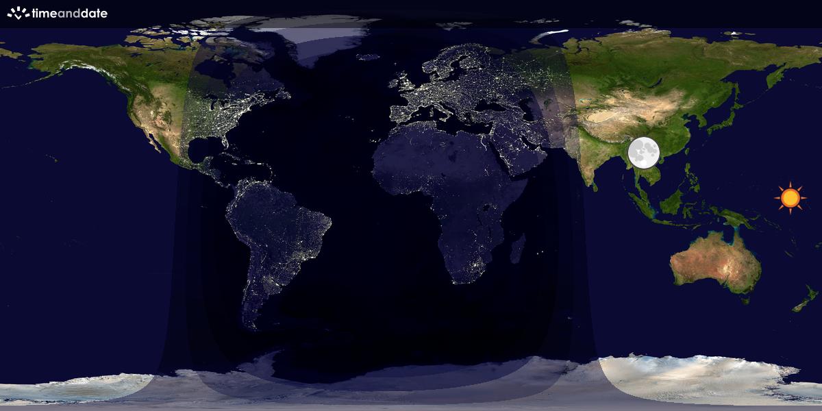 Verdenskart som viser dag og natt 