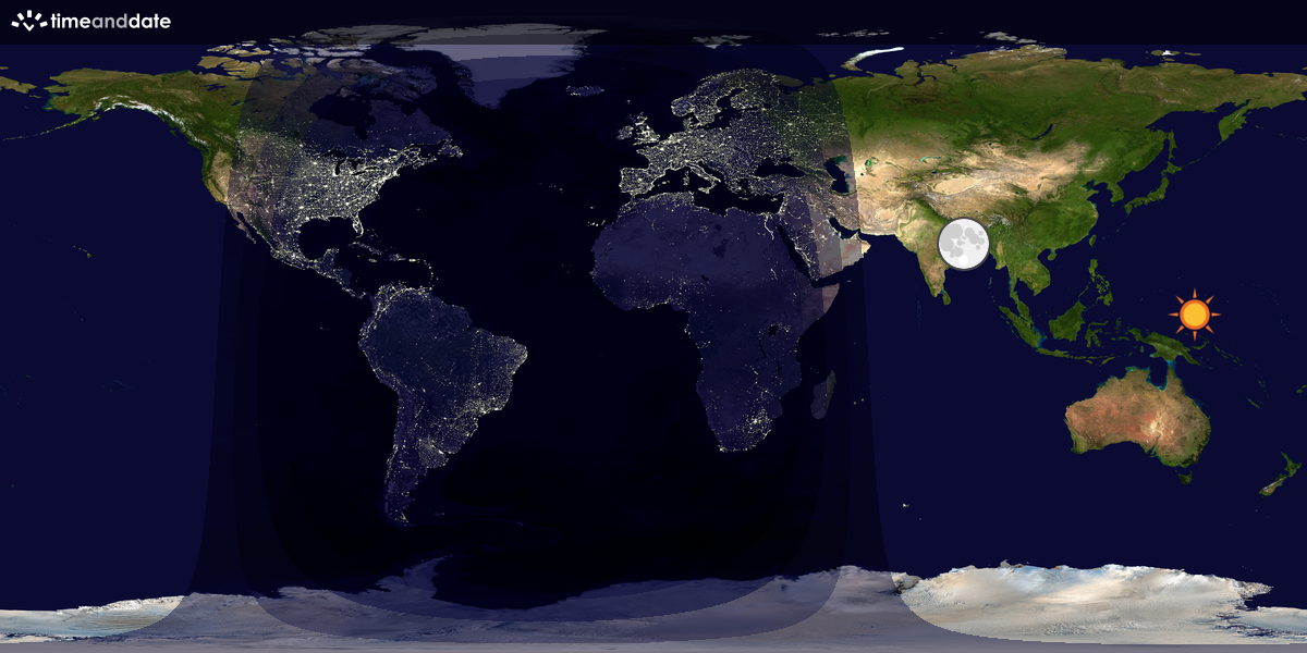 Verdenskart som viser dag og natt 