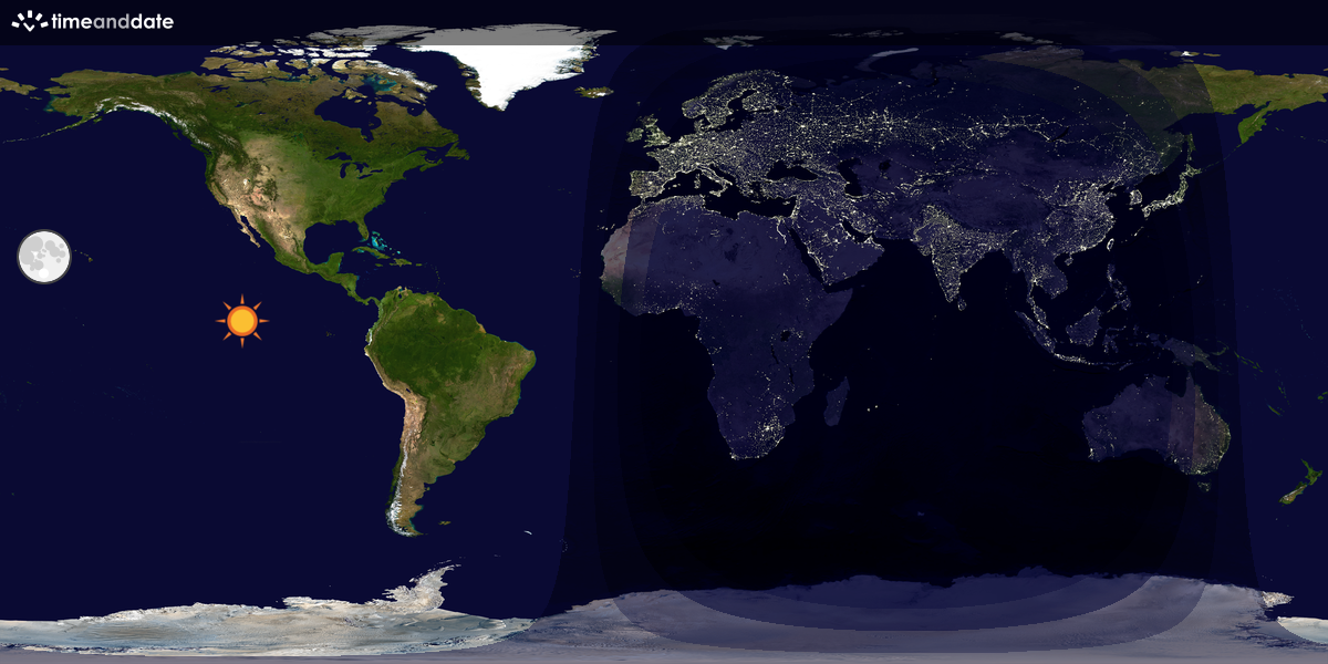 Verdenskart som viser dag og natt 