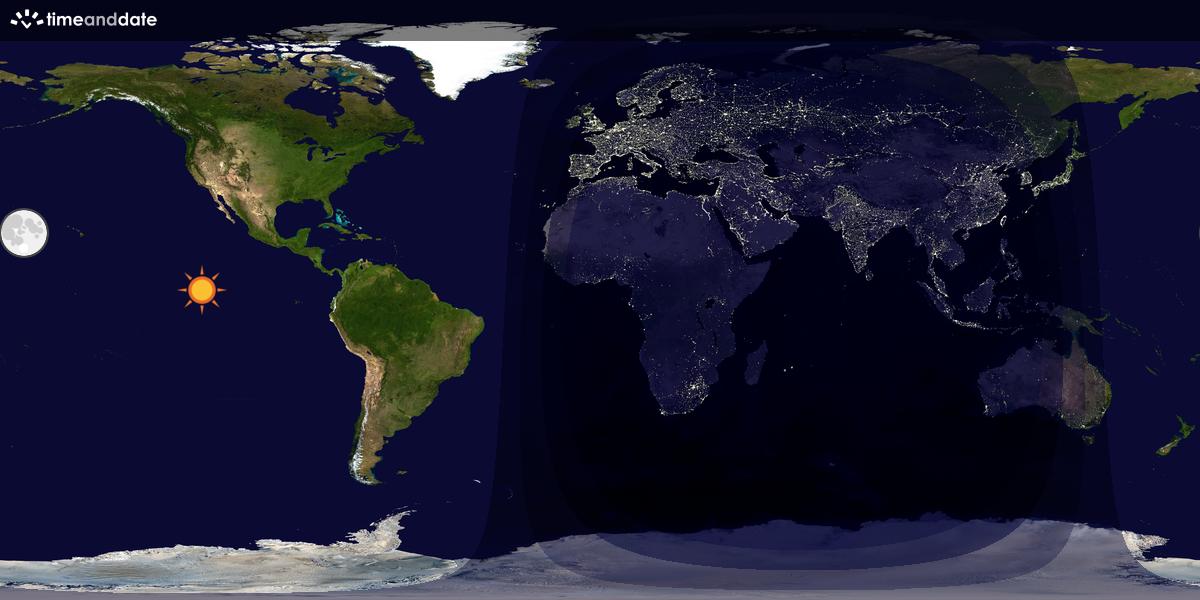 Verdenskart som viser dag og natt 