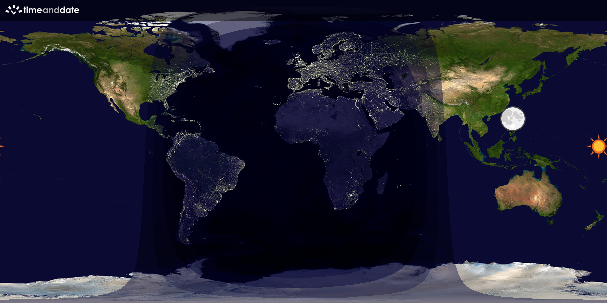 Verdenskart som viser dag og natt 