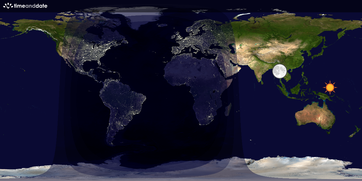 Verdenskart som viser dag og natt 