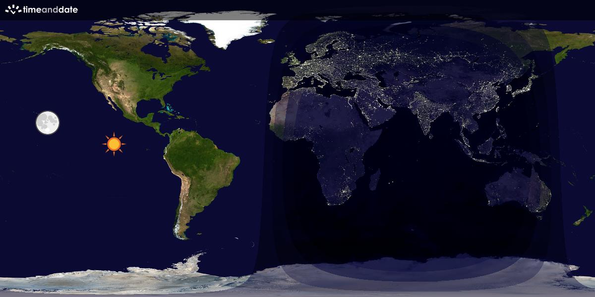 Verdenskart som viser dag og natt 