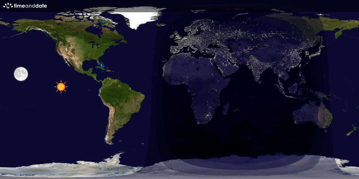 Verdenskart som viser dag og natt 