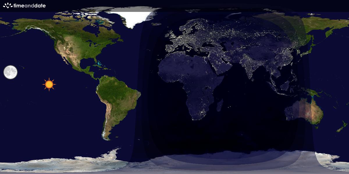 Verdenskart som viser dag og natt 