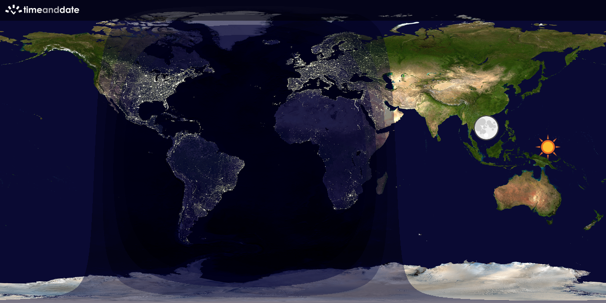 Verdenskart som viser dag og natt 