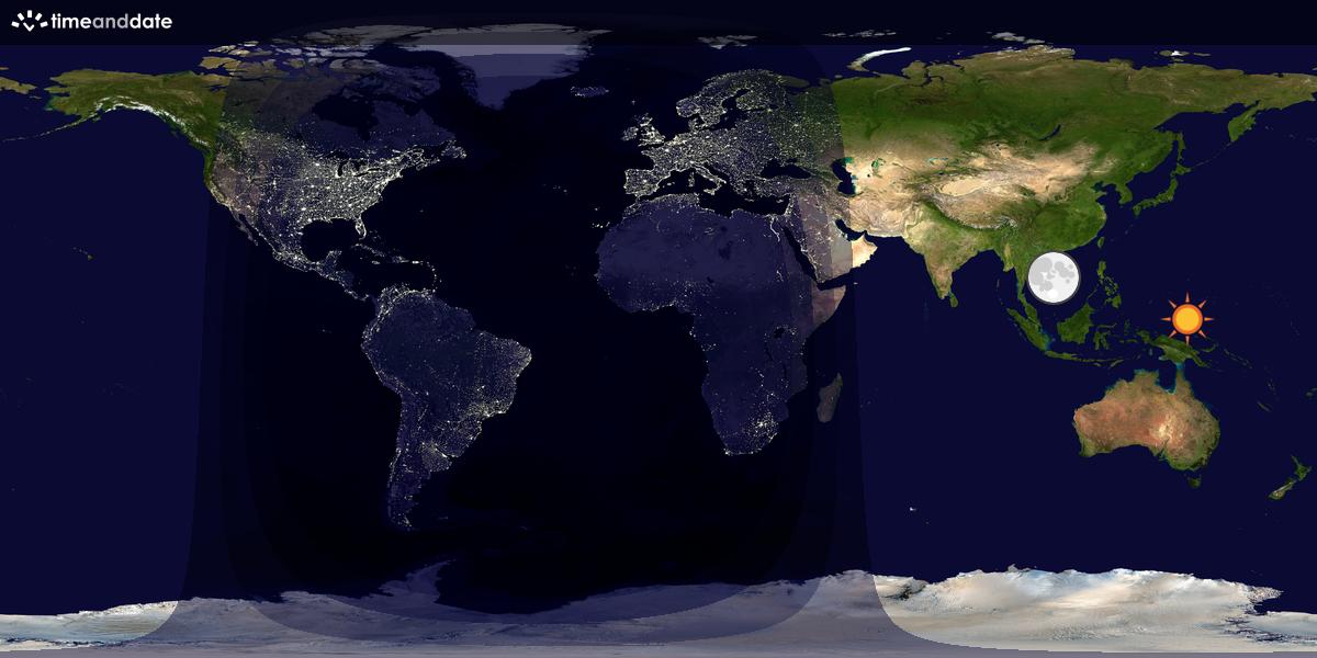 Verdenskart som viser dag og natt 