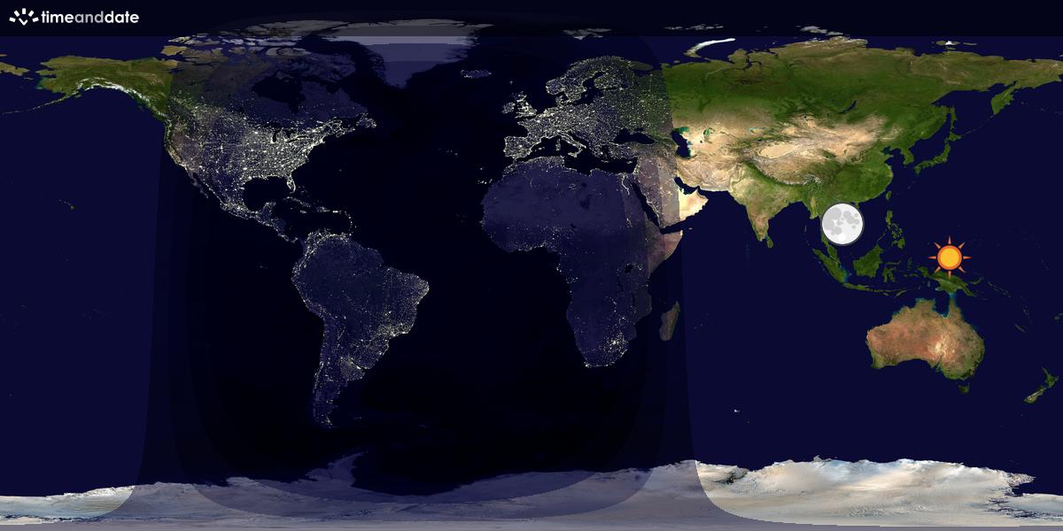 Verdenskart som viser dag og natt 