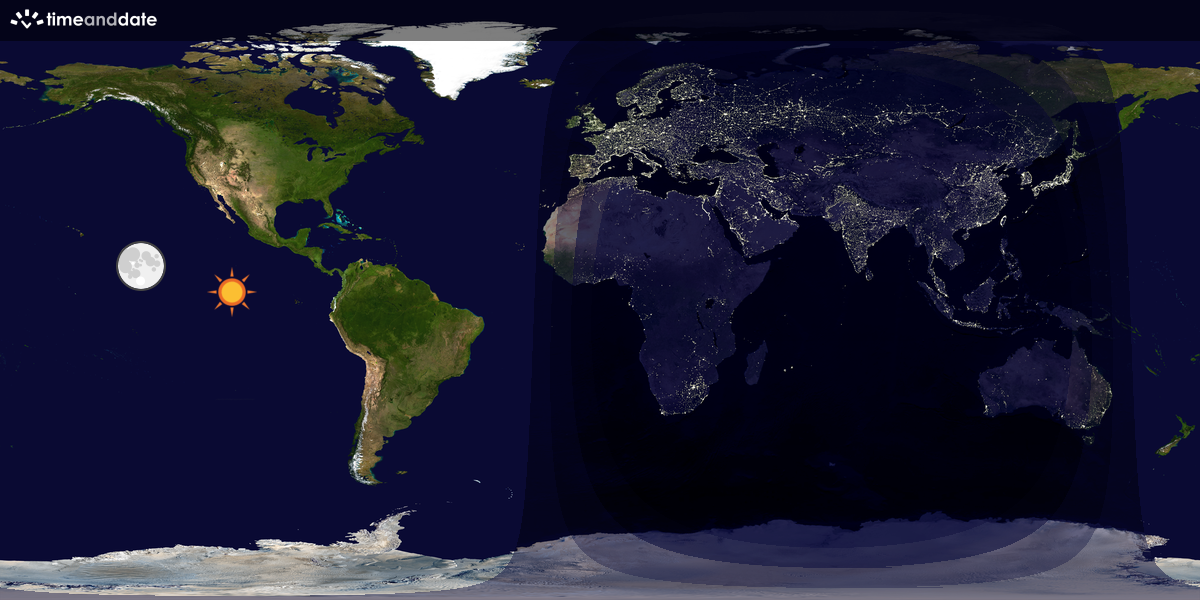 Verdenskart som viser dag og natt 