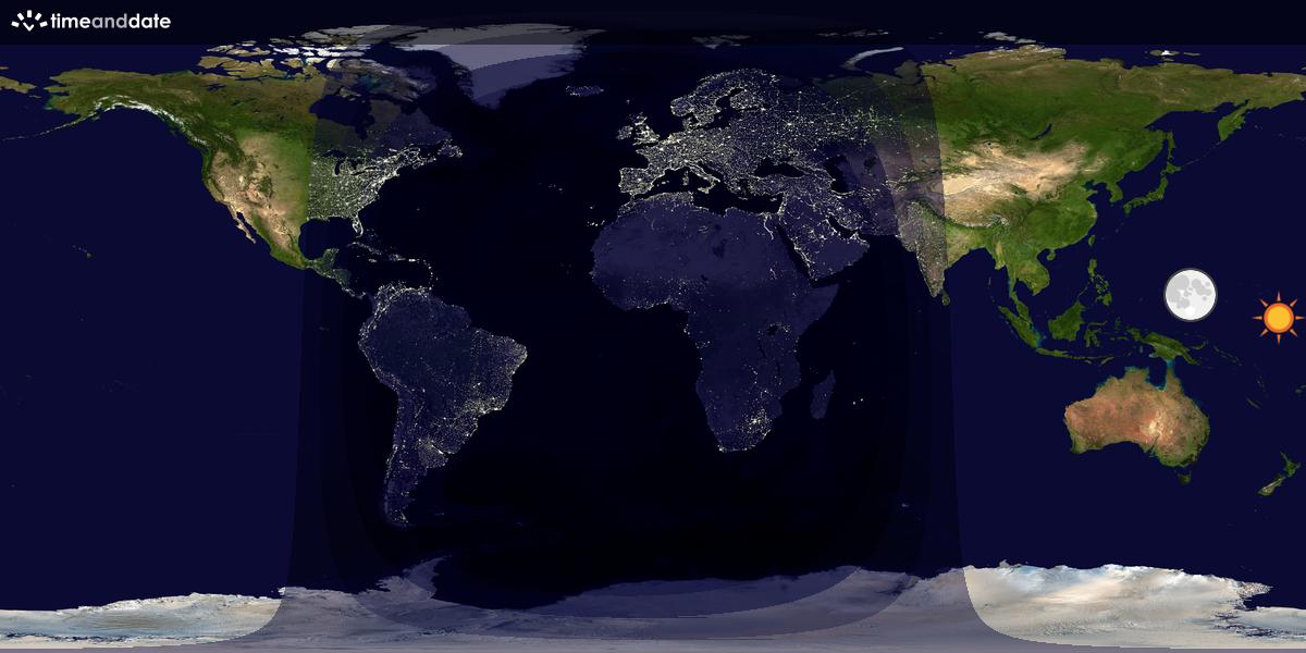 Verdenskart som viser dag og natt 