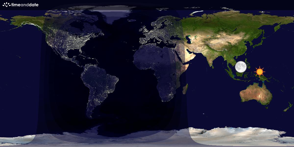 Verdenskart som viser dag og natt 