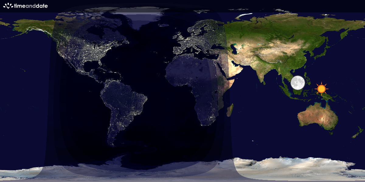 Verdenskart som viser dag og natt 