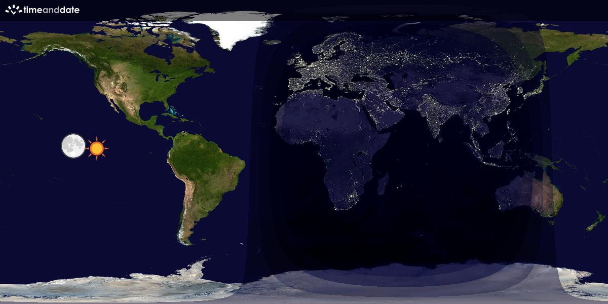 Verdenskart som viser dag og natt 