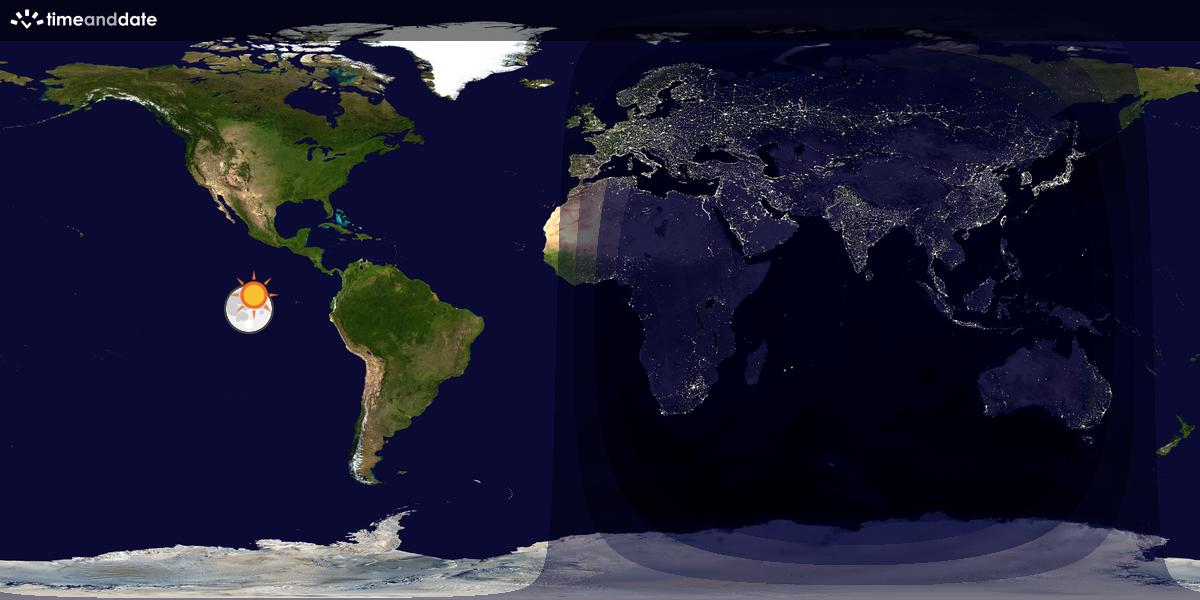 Verdenskart som viser dag og natt 