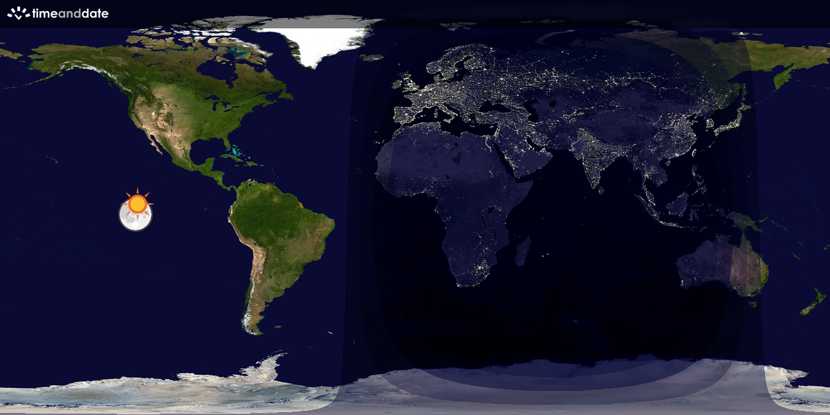 Verdenskart som viser dag og natt 