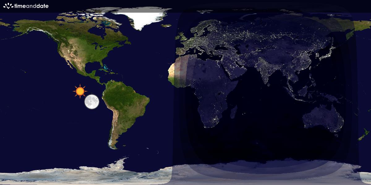 Verdenskart som viser dag og natt 