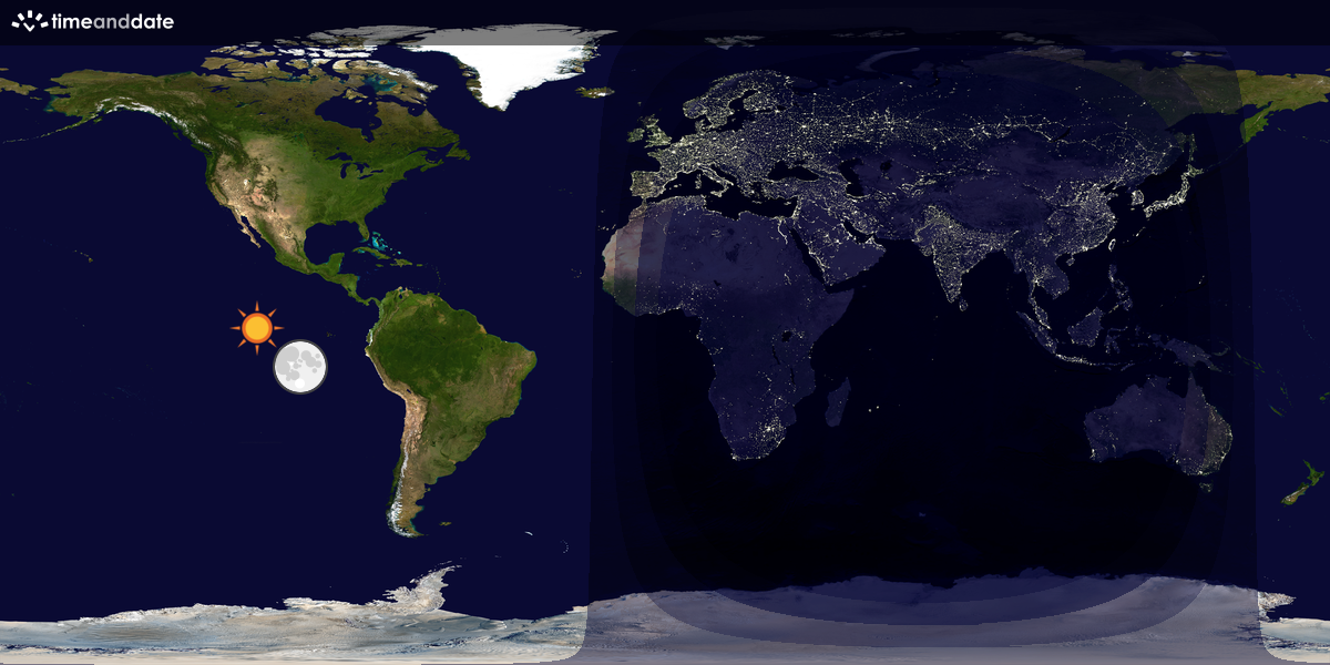 Verdenskart som viser dag og natt 