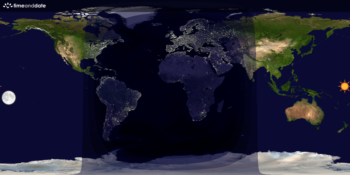 Verdenskart som viser dag og natt 