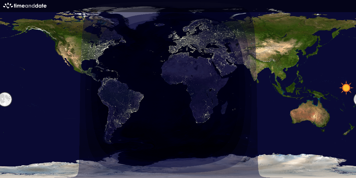 Verdenskart som viser dag og natt 