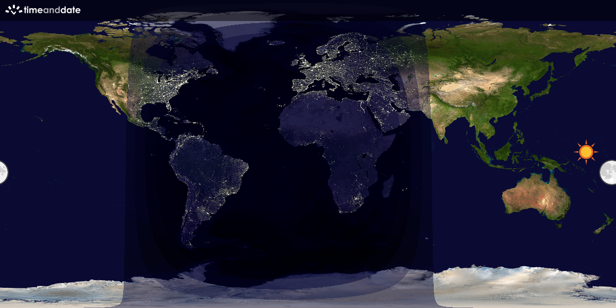 Verdenskart som viser dag og natt 